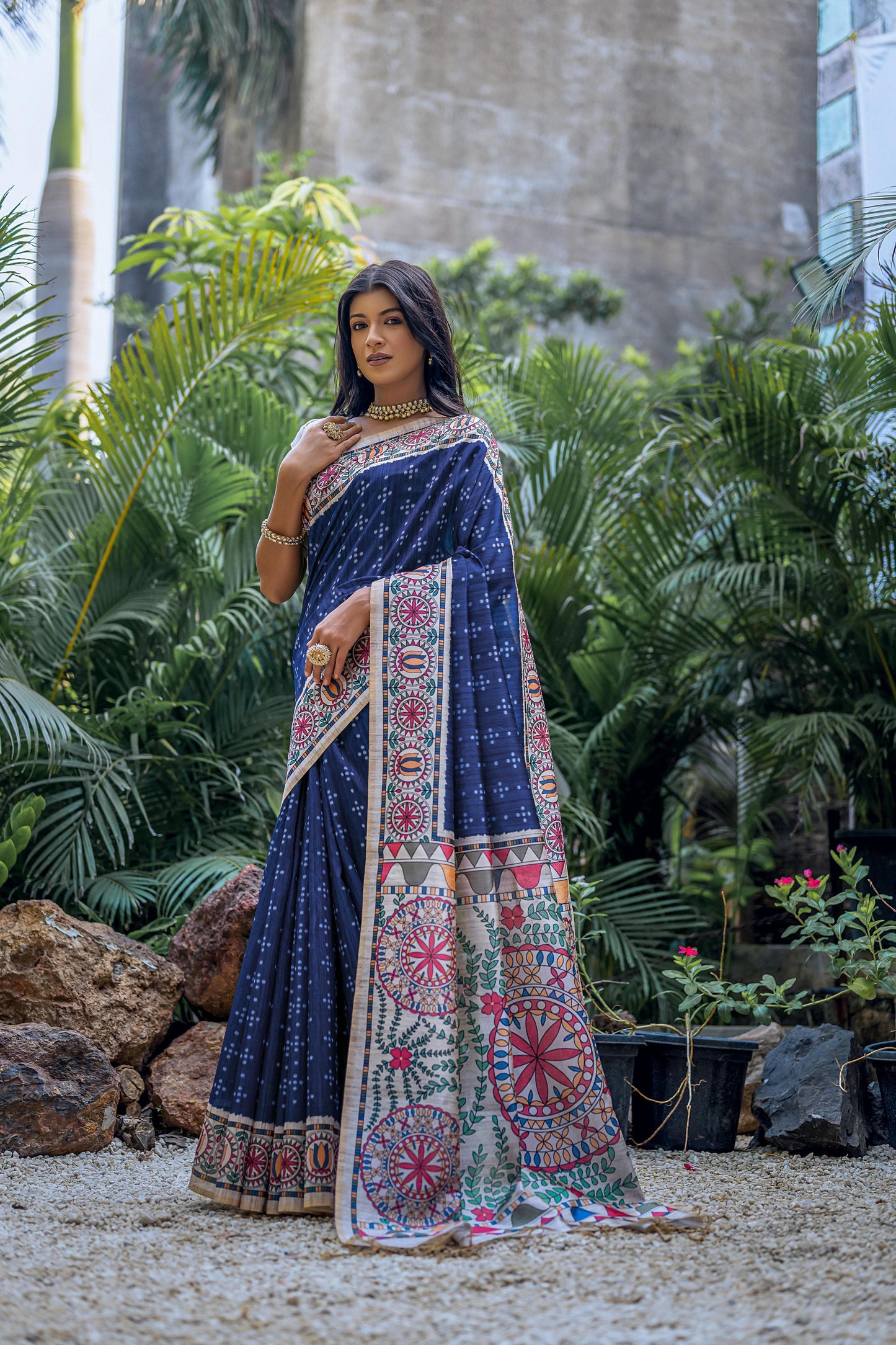 Soft Tussar Silk With Madhubani Print Saree