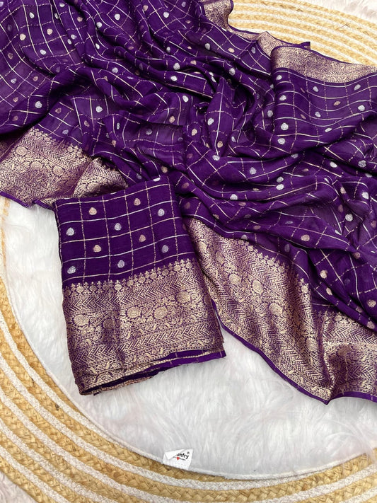 Pure Softn Chinon Chiffon Silk Weaving Saree
