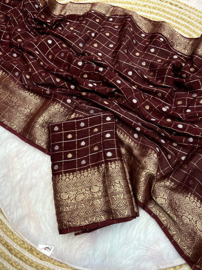 Pure Softn Chinon Chiffon Silk Weaving Saree