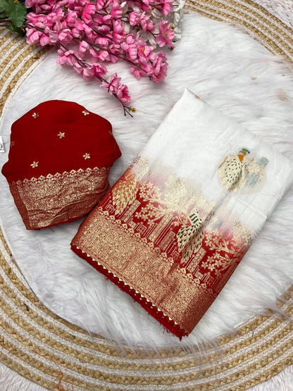 Dola Silk with Hand Dyeing Saree