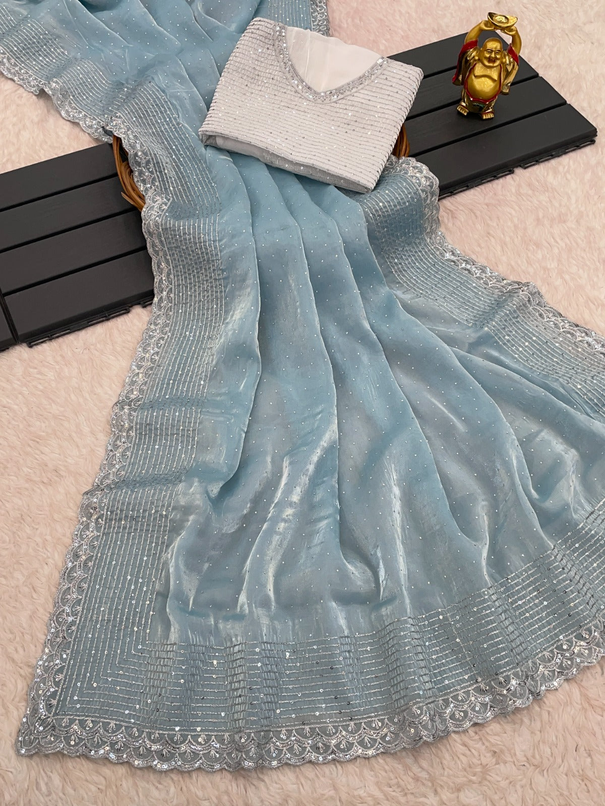 Zimi Choo Sequins Work With Stone Work Saree