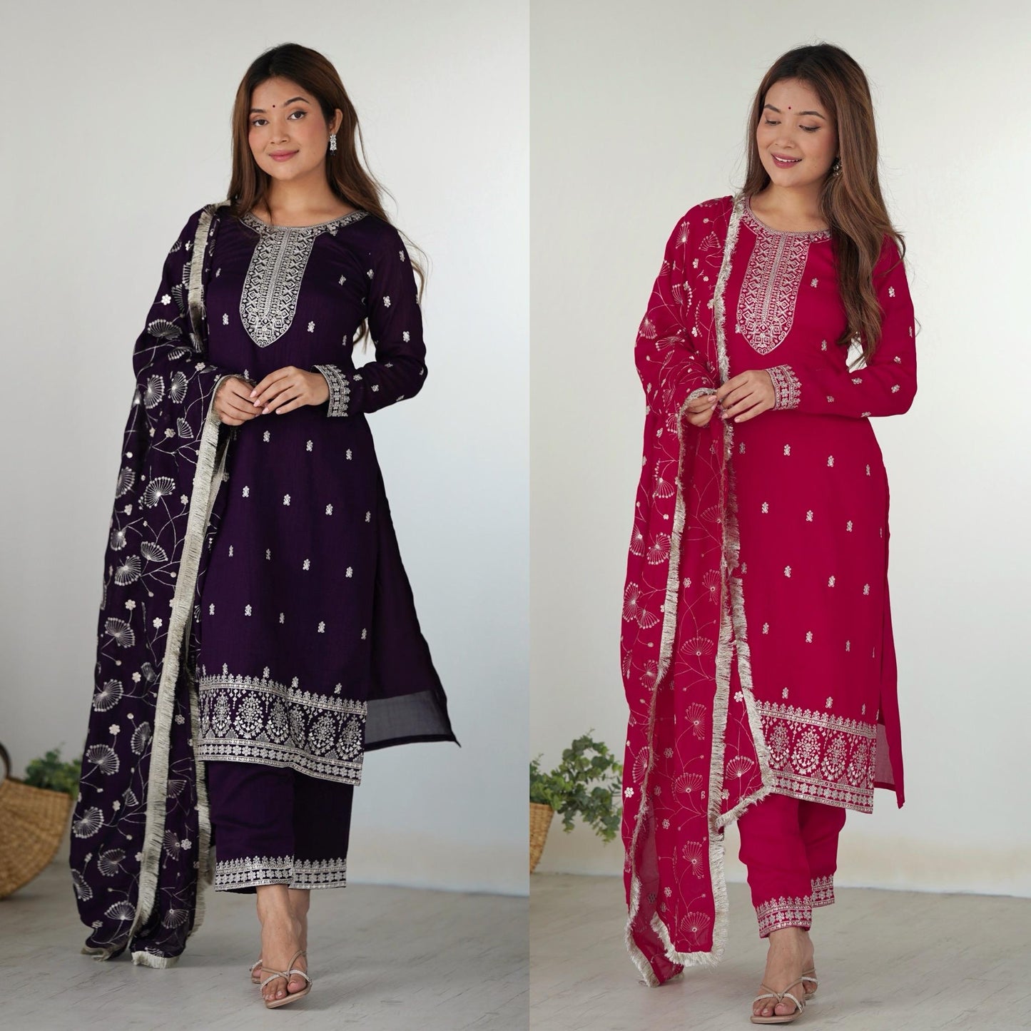 Purple Rangoli Silk 3pc Kurta Set