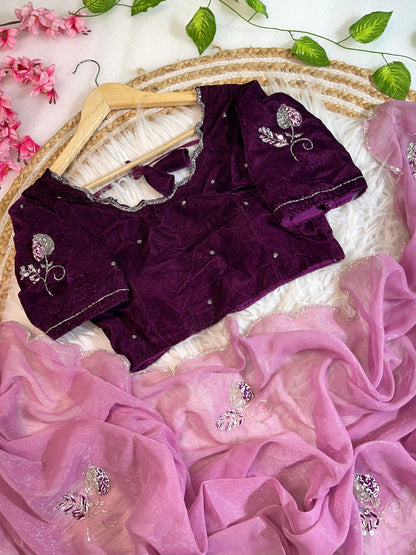 Pure Soft Shimmer Silk With UnStiched Blouse Saree