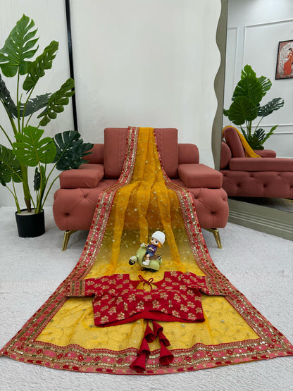 Mustard Heavy Organza Silk Saree