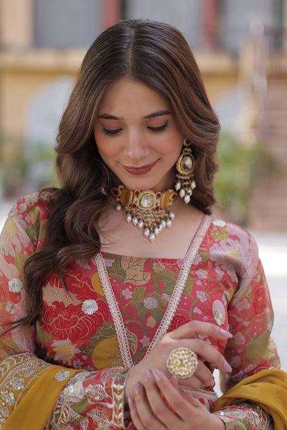 Digital Printed Russian Silk Sequins Work Gown With Dupatta