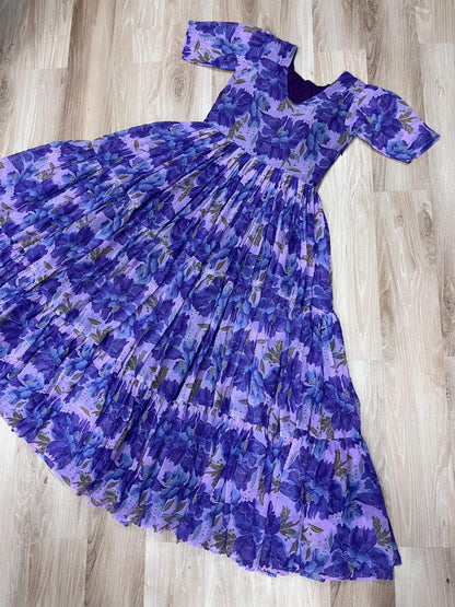 Printed Design Half Sleeves Gown