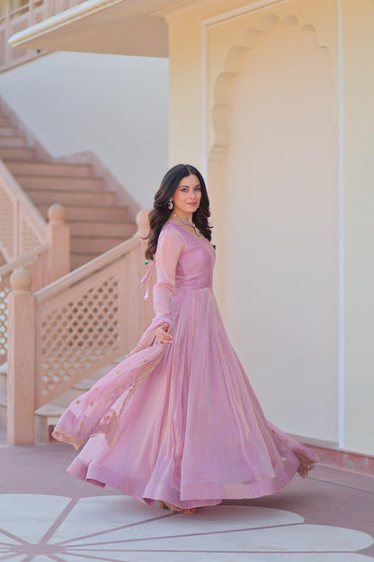 Fabulous Fendy chiffon Gown With Cut-Work Dupatta