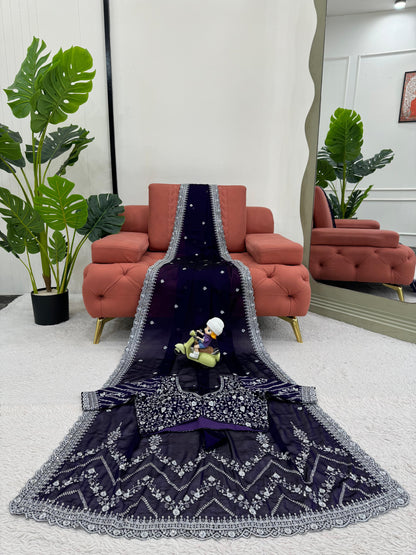 Premium Rangoli Silk Sequin embroidery Saree