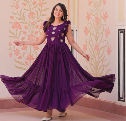 Faux Blooming  Multithreaded Gown