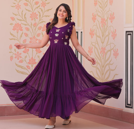 Faux Blooming  Multithreaded Gown