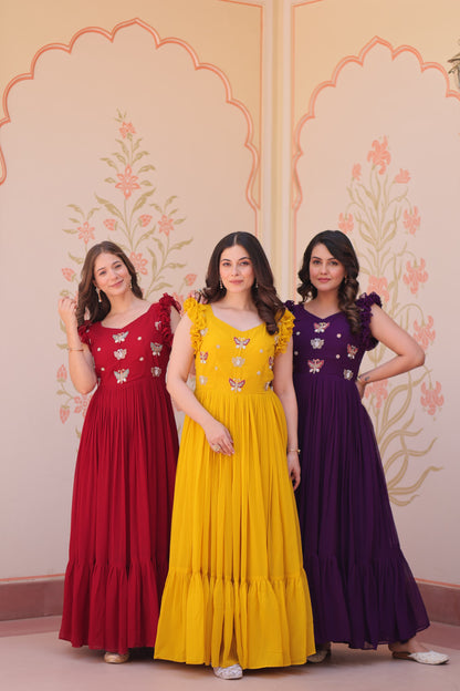 Faux Blooming  Multithreaded Gown