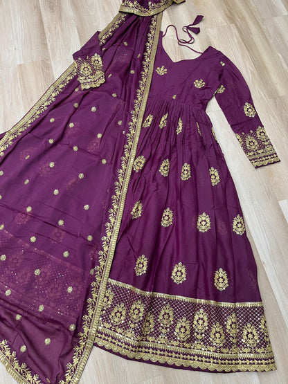 Gorgeous Star Georgette With Sequins Work Gown With Dupatta