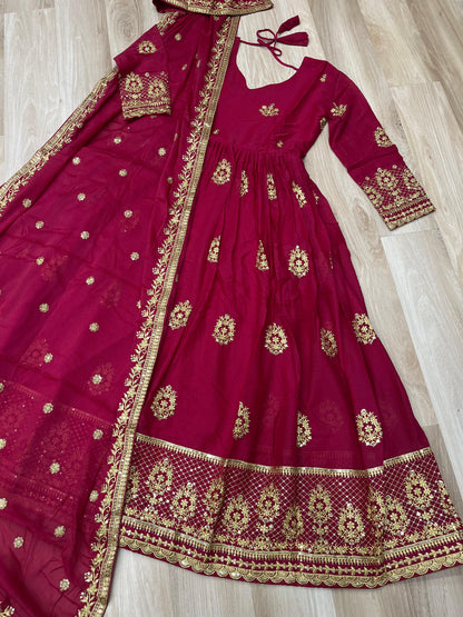 Gorgeous Star Georgette With Sequins Work Gown With Dupatta