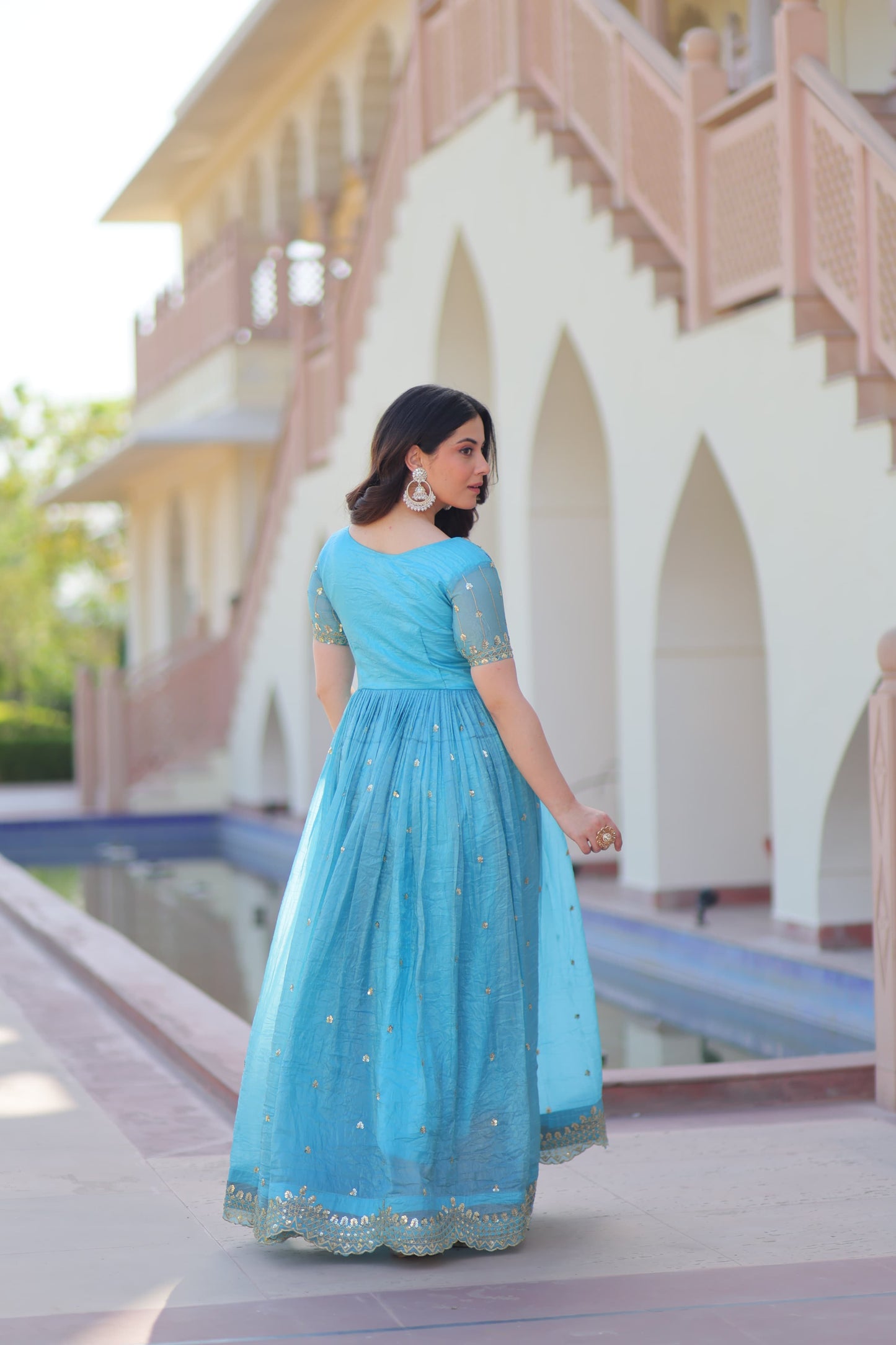 Gold Crush Zari & Sequins Work Gown