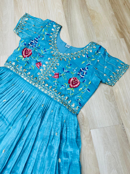 Gold Crush Zari & Sequins Work Gown