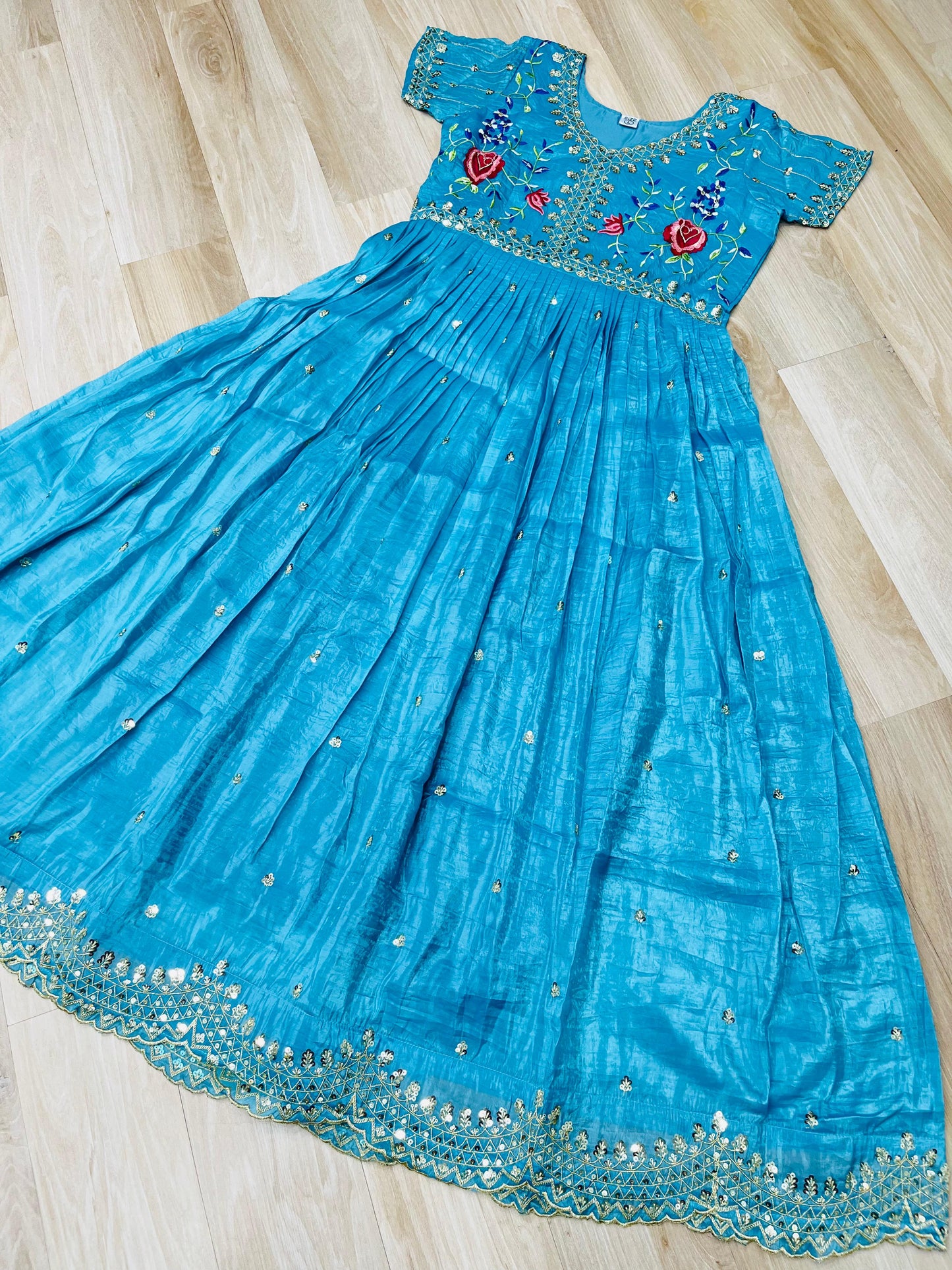 Gold Crush Zari & Sequins Work Gown