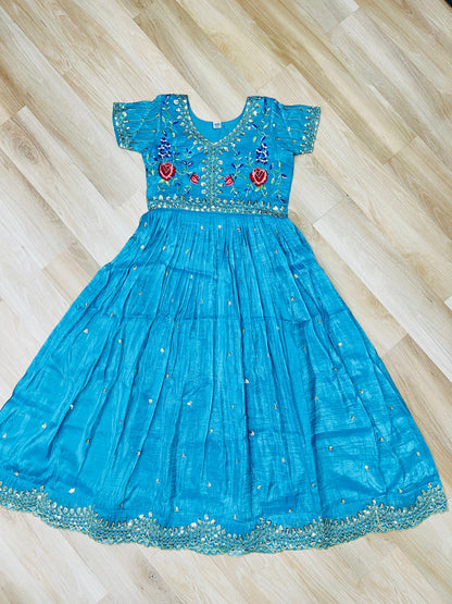 Gold Crush Zari & Sequins Work Gown