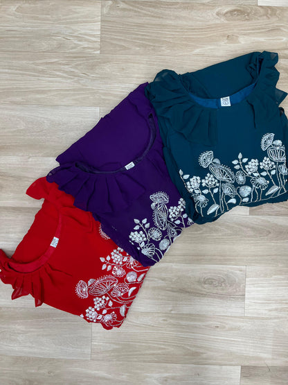 Designer Round Neck With Beads Embroidered Work Gown