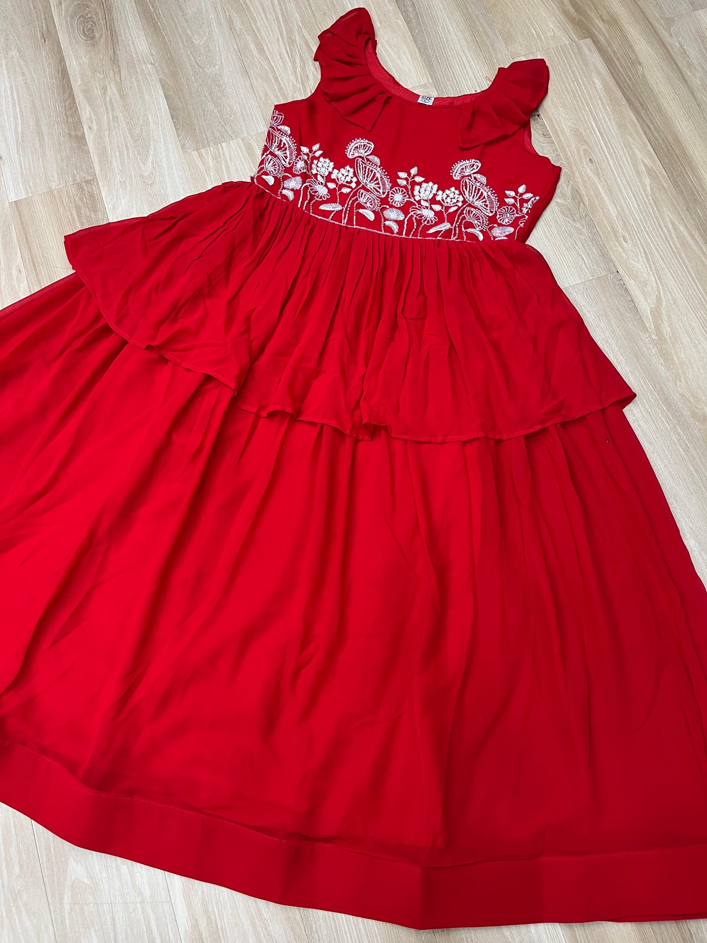 Designer Round Neck With Beads Embroidered Work Gown