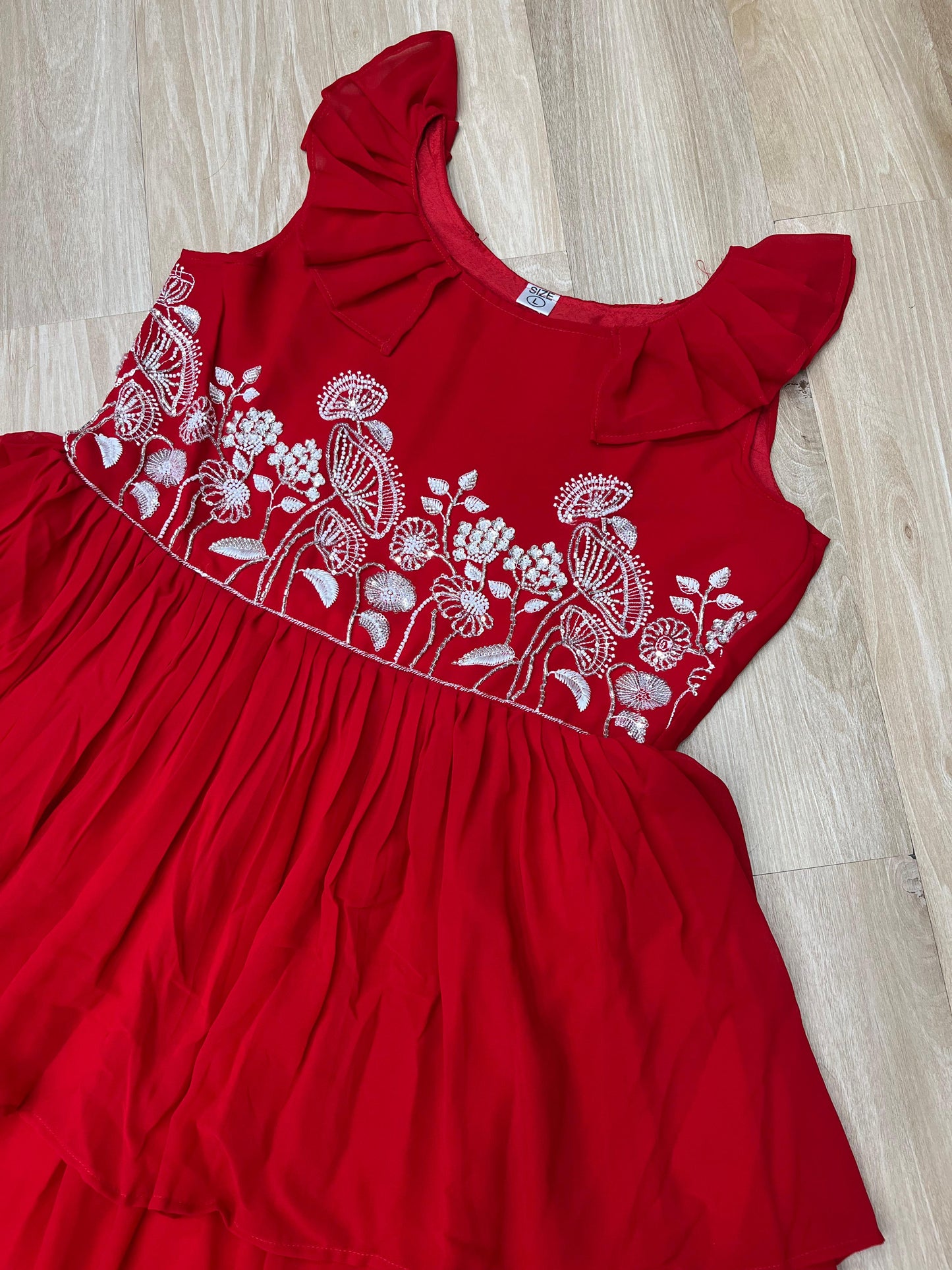 Designer Round Neck With Beads Embroidered Work Gown