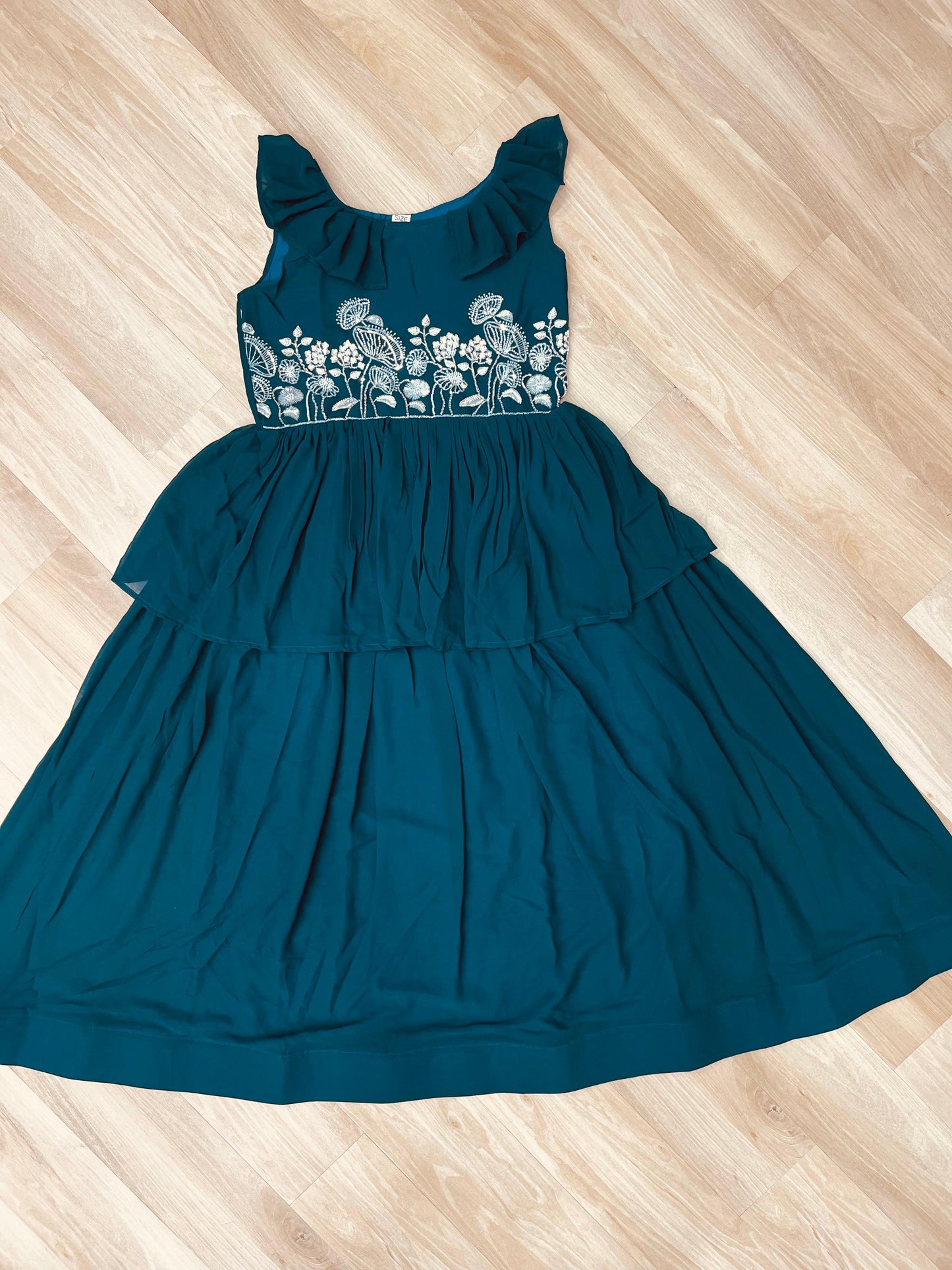 Designer Round Neck With Beads Embroidered Work Gown