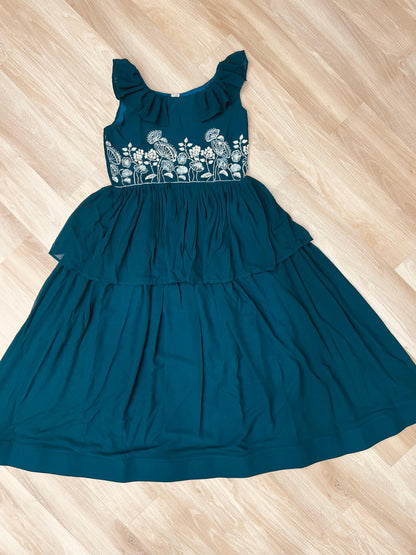 Designer Round Neck With Beads Embroidered Work Gown