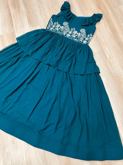 Designer Round Neck With Beads Embroidered Work Gown