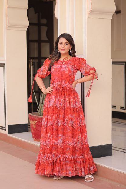 Gajri Faux Georgette with Printed Work
