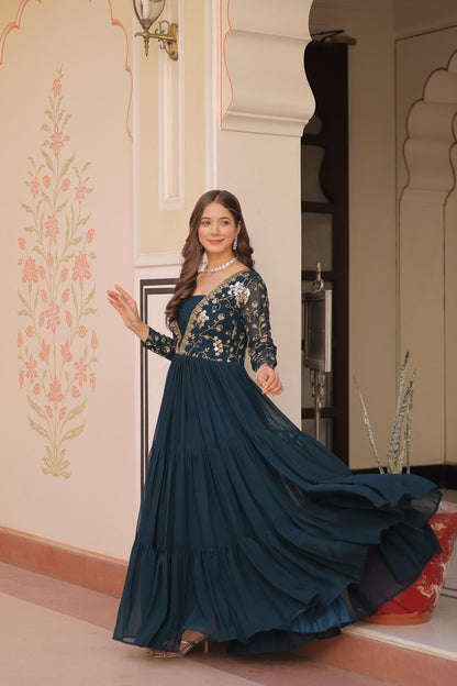 Rama Faux Blooming  Zari Work Gown