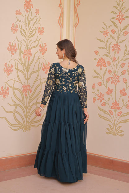 Rama Faux Blooming  Zari Work Gown