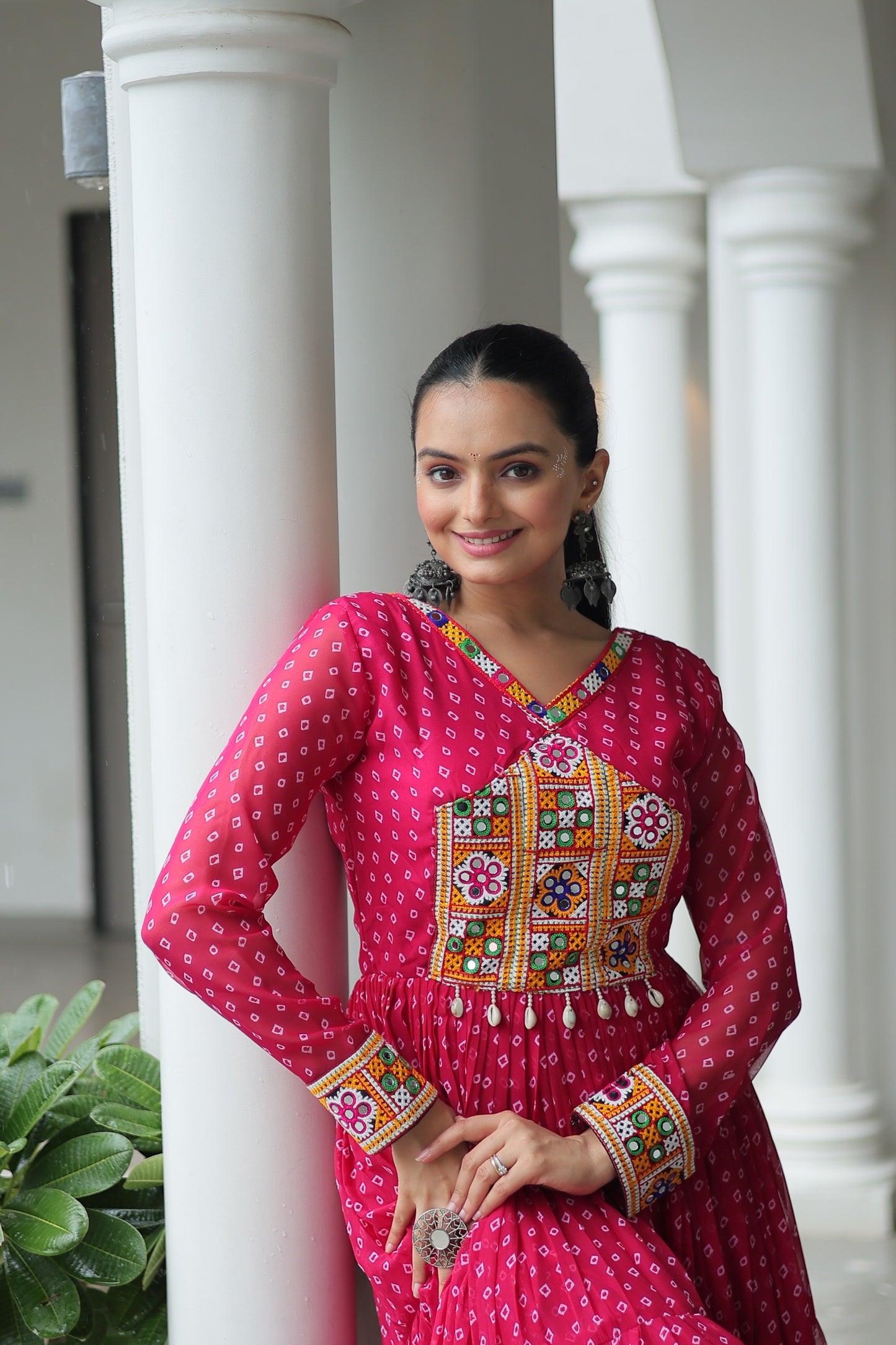 Blue Bandhani print Faux Georgette Gown