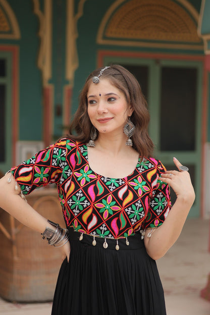 Black  Rayon Kodi Work Gown