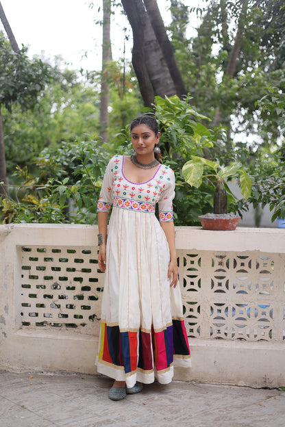 Black  Multicolour Thread Work Gown