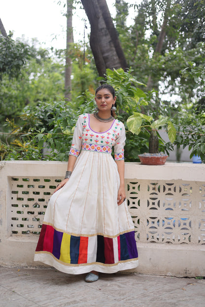 Black  Multicolour Thread Work Gown