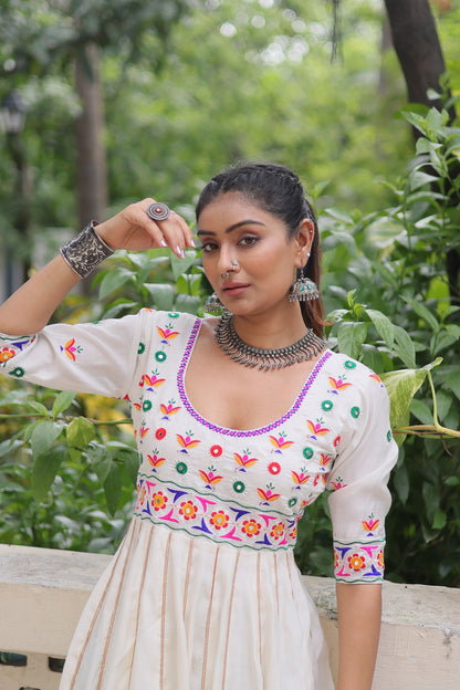 Black  Multicolour Thread Work Gown