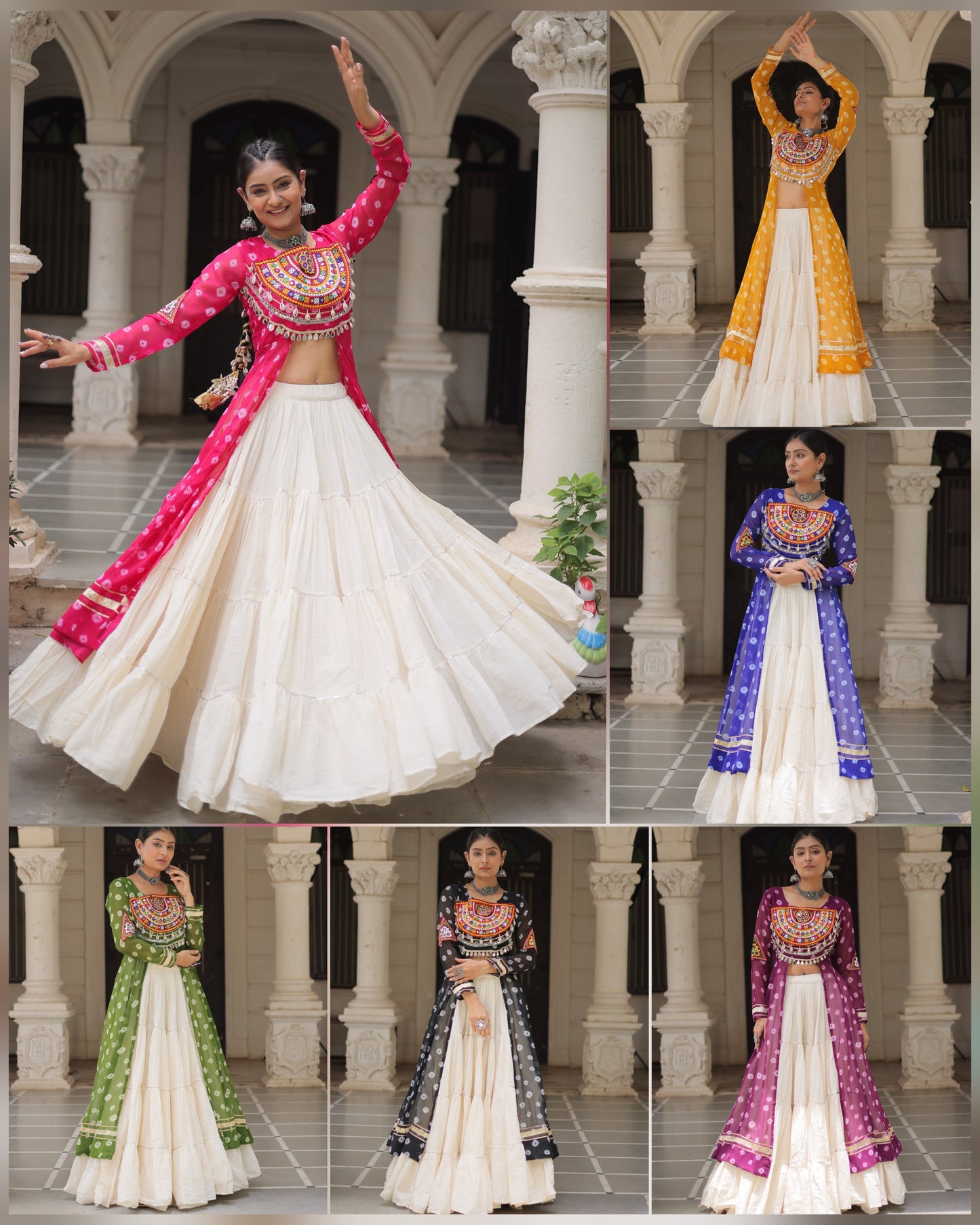 Pink color Kora Cotton  Bandhani Print Lehenga With Kurti
