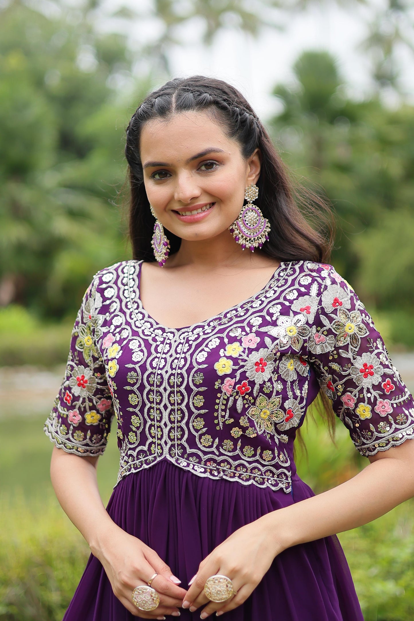 DAZZLING DIAMOND ZARI THREAD ANARKALI GOWN