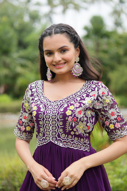 DAZZLING DIAMOND ZARI THREAD ANARKALI GOWN