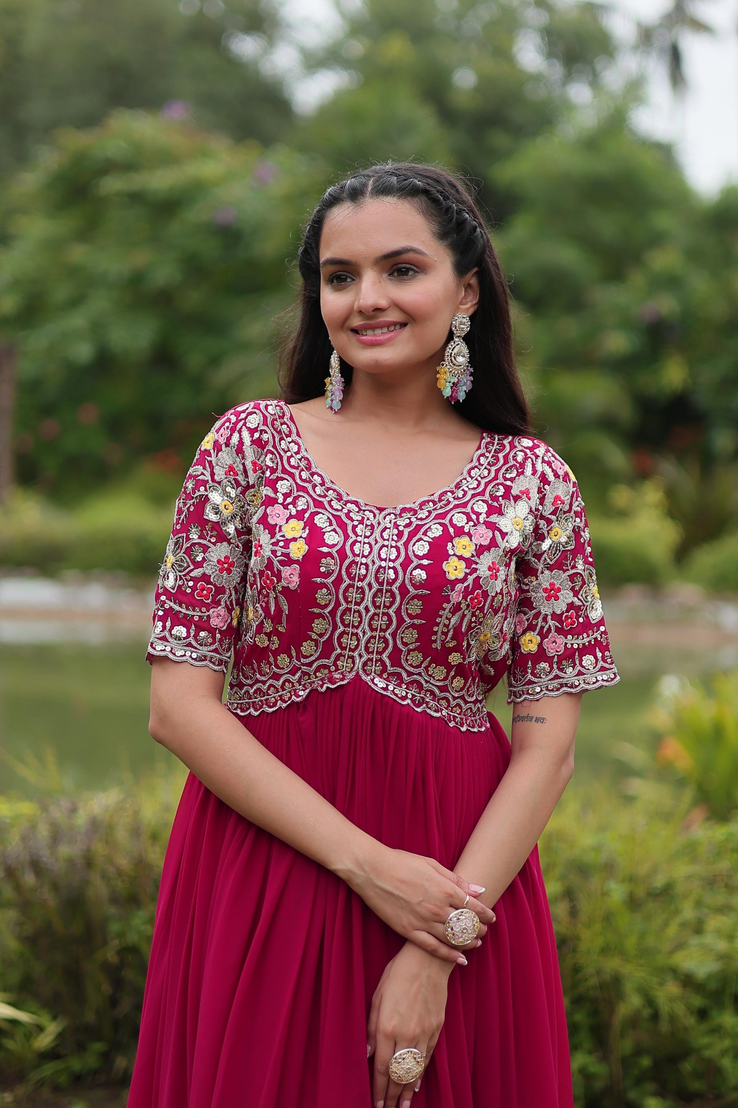 DAZZLING DIAMOND ZARI THREAD ANARKALI GOWN