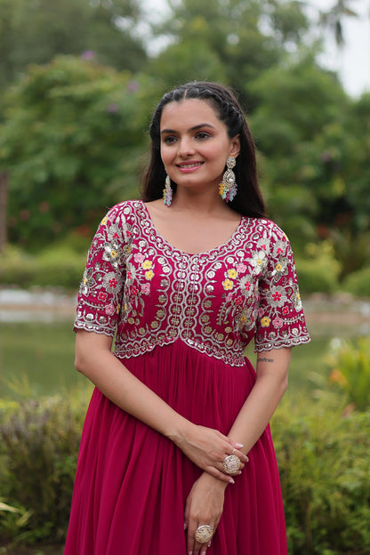 DAZZLING DIAMOND ZARI THREAD ANARKALI GOWN