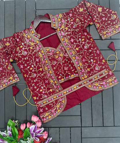 Heavy Satin Embroidery Work Saree