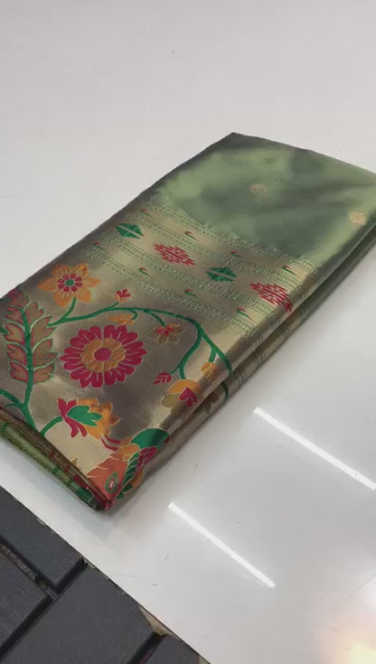 SKY BLUE COLOR GANGA JAMUNA COMBINATION WITH PAITHANI SILK SAREE