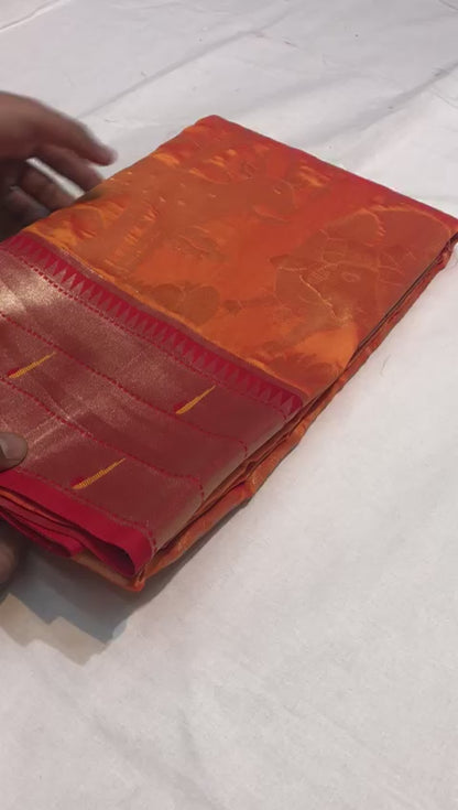 PURE SOFT PAITHANI  SILK ORANGE COLOR SAREE
