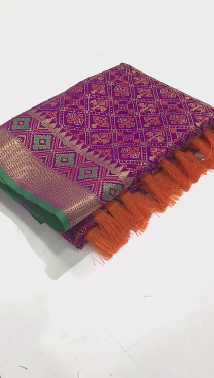 MEENAKARI WORK DEEP PINK COLOR PURE PATOLA SILK SAREE