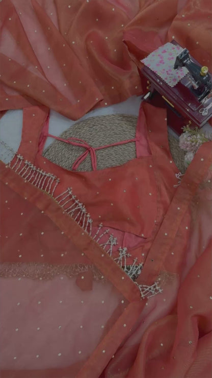 Orange Chimar Tissue Silk Saree